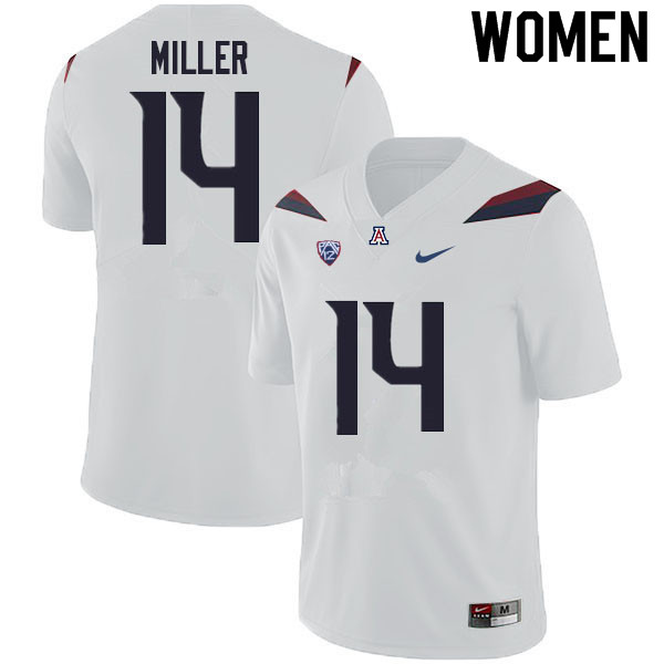 Women #14 Dyelan Miller Arizona Wildcats College Football Jerseys Sale-White - Click Image to Close